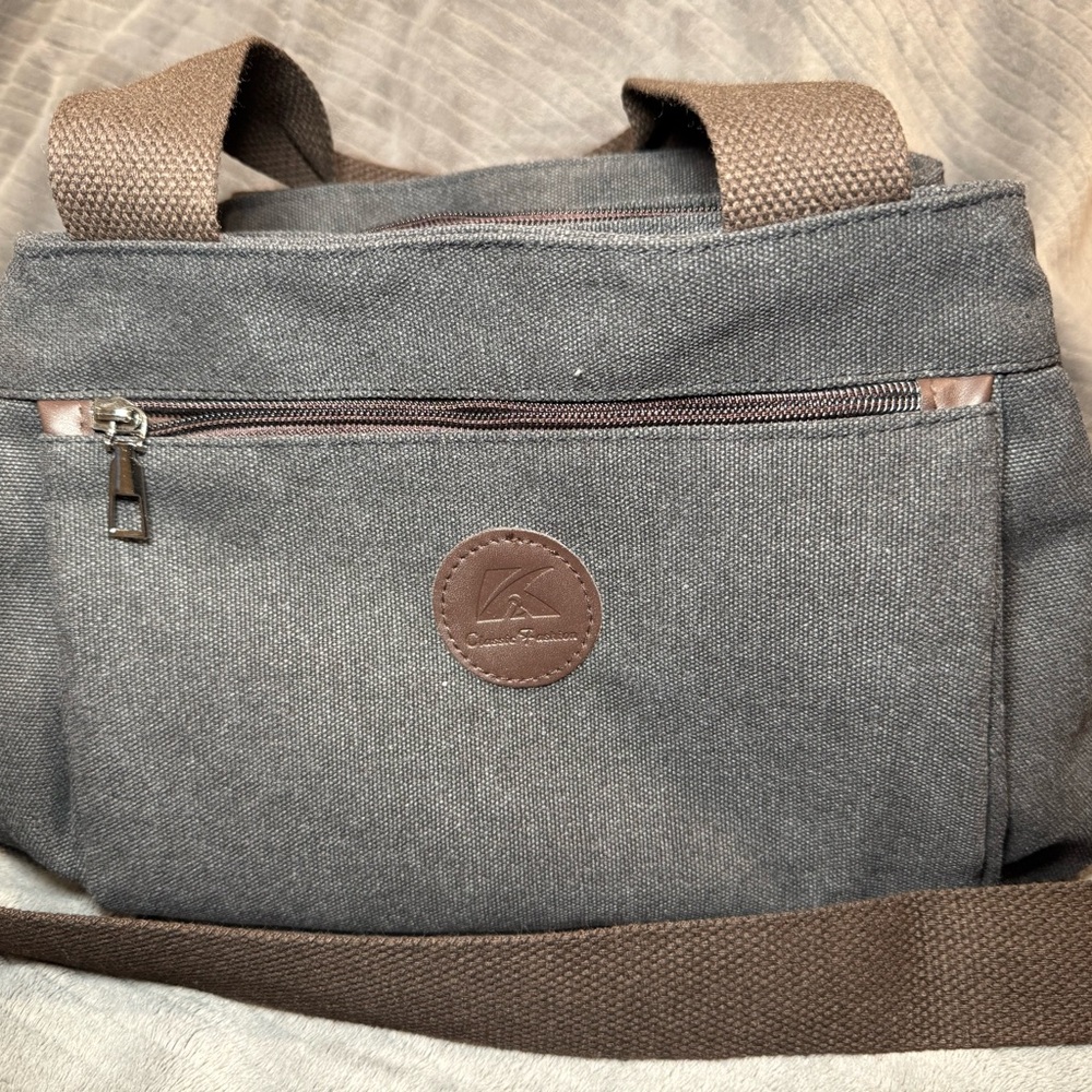 K2 Classic Gray Canvas Shoulder Bag - Picture 3 of 5